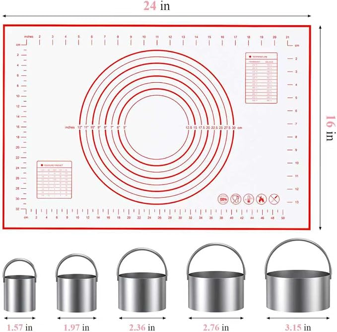 Biscuit Cutter, Silicone Pastry Dough Baking Mat Set, Baking Tools and Accessories Kit (4 Pcs/Set)