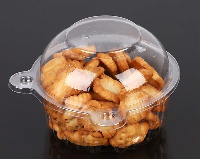 i-CHONY Individual Cupcake Container - 100pcs Cupcake Holder Plastic Disposable Clear Dome Single Cupcake Carrier Holder Muffin Individual Small Container Cases Box Cups