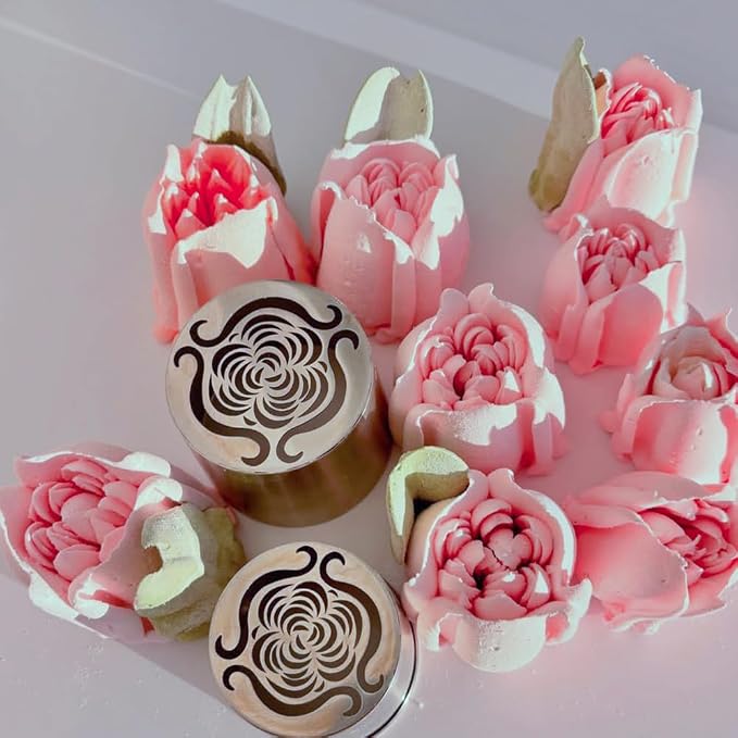 1 Piece Stainless Steel XXL Curled Edge Flower Icing Tips,Pastry Frosting Piping Nozzles for Cake Marshmallow Bouquet,Cake Decorating Tips Baking Tools,Flower Frosting Nozzles for Decorating