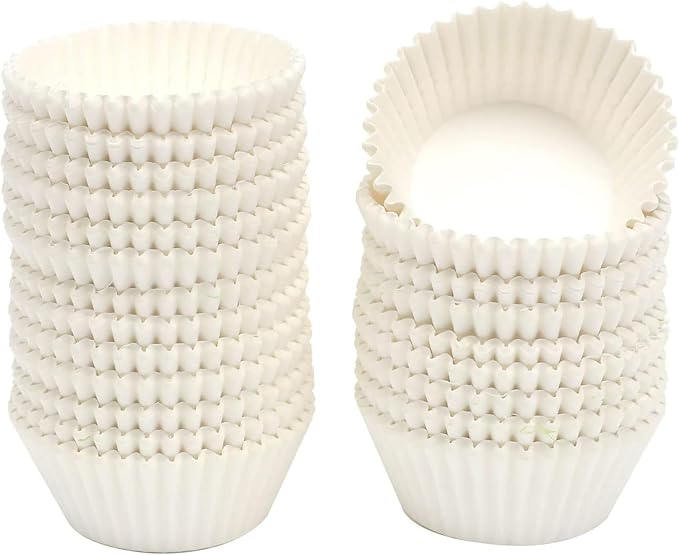 qiqee 300 Count Jumbo Cupcake Liners White Muffin Liners Food Grade Baking Cups Paper No Smells（Large Size）