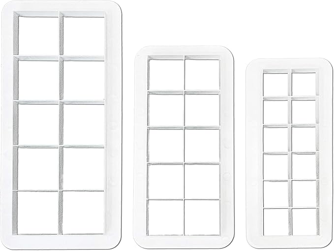 3 Pcs White Square Cookie Cutter Set, Geometric Multicutter Square Cake Fondant Cutter, 3 Size Biscuit Cutters Cake Decorating,Baking Tools Accessories
