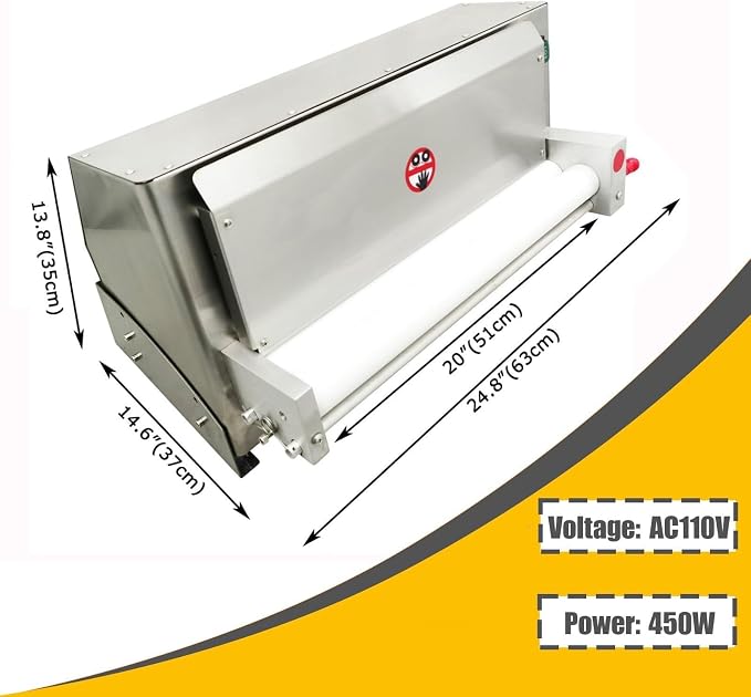 Electric Pizza Dough Roller Sheeter, Automatic Pizza Dough Press Machine, Commercial 4-19” Pastry Press Making Machine 450W 110V