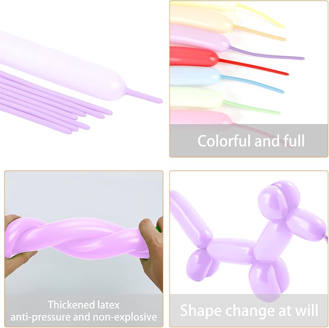 260 Macaron Pink Balloons - Long Balloons Kit for Arch & Animal Twisting