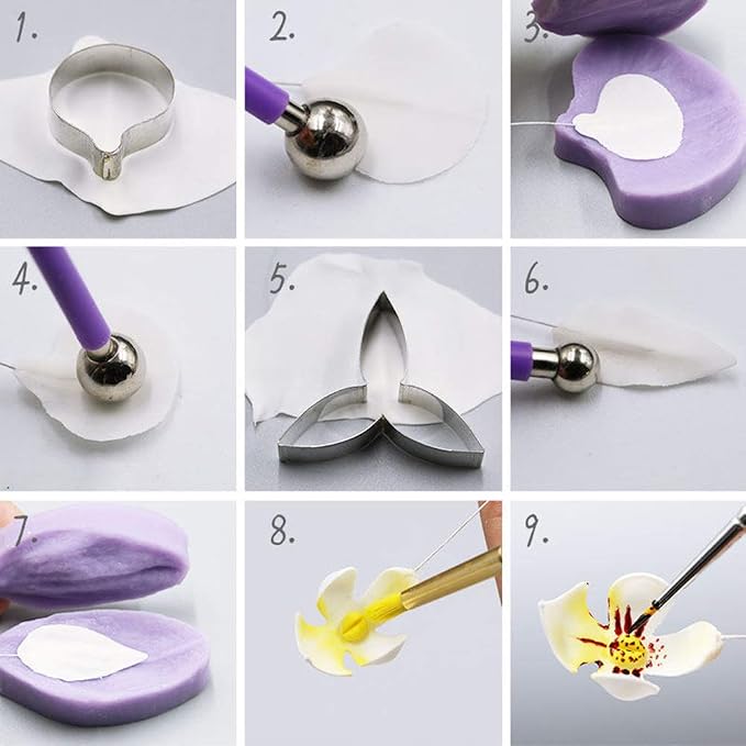 3pcs/set Butterfly Orchid Sugar Flower Cutter Set Fondant Cake Sugarcraft Decorating Tools-Small