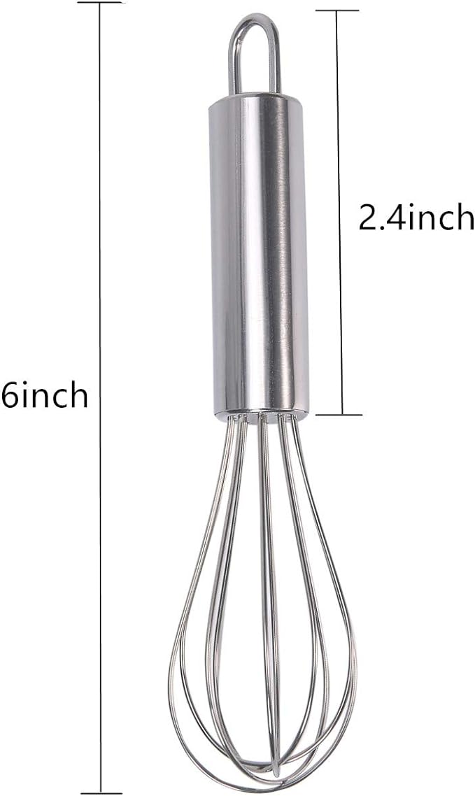 Stainless Steel Small Whisk, 6 inches | For Cooking, Cheese, Coffee, Flour, Eggs。which works great for cups and small containers ，Very Handy
