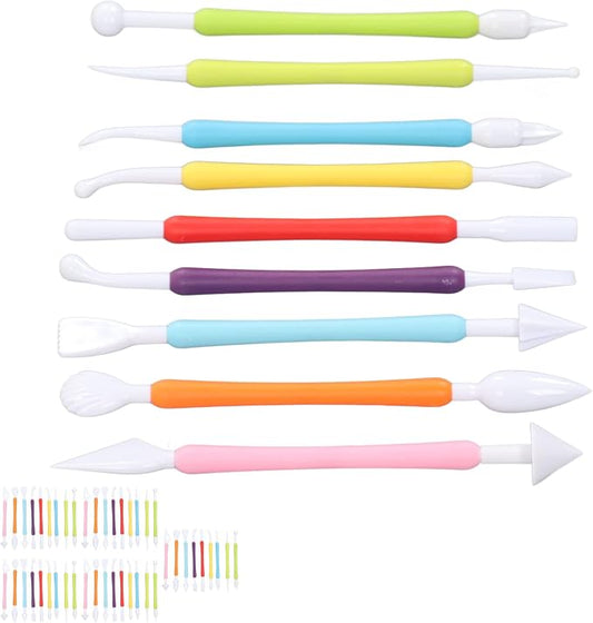 Fondant Decorating Tool, Double End Fondant Modeling Tools for Cake Decorating, PP Material DIY Baking Kit with Comfortable Grip, Ideal for Engraving Shaping and Crafts