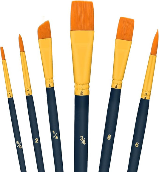 6 Pcs Cake Painting Brushes Set Food Paint Brushes Food Safe Cake Decorating Brushes for Dusting Edible Glitter Edible Color for Cake Cookie Decoration