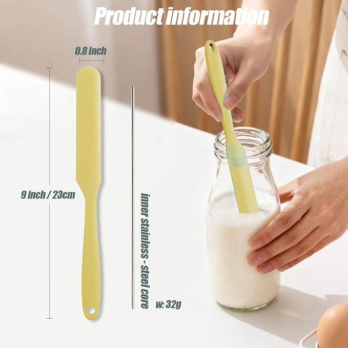 4 Pcs Silicone Jar Spatula,10 Inch Jam Spreader for Peanut Butter,Heat-Resistant Food-Grade Jar Blender,Kitchen Spatula for Scraping Icing Bread Cream, Jam (Macaron colors4PCS)