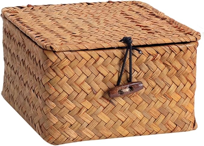 Covered Handcrafted Rattan Storage Basket User Friendly Materials for Neat Organization in Various Rooms User Friendly Organizers