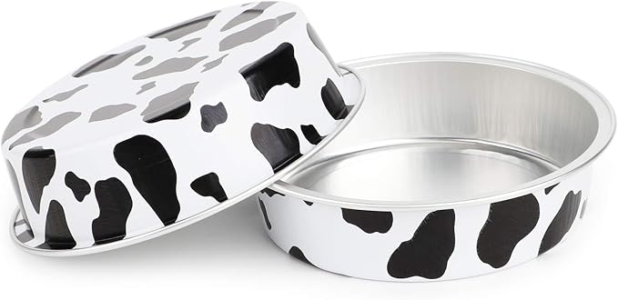 Beasea 4 Inch Pie Tins with Lids, 50 Pack 8 Oz Mini Tart Pan Disposable Pie Tins, Black White Aluminum Foil Flat Baking Cups Round Muffin Container for Mini Cheesecake Tart Quiche