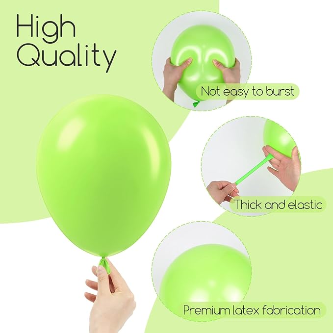 120pcs Lime Green Balloons, 18 12 10 5 inch Lime Green Balloons Different Sizes Balloon Arch for Dinosaur Baby Shower Birthday Party Decorations
