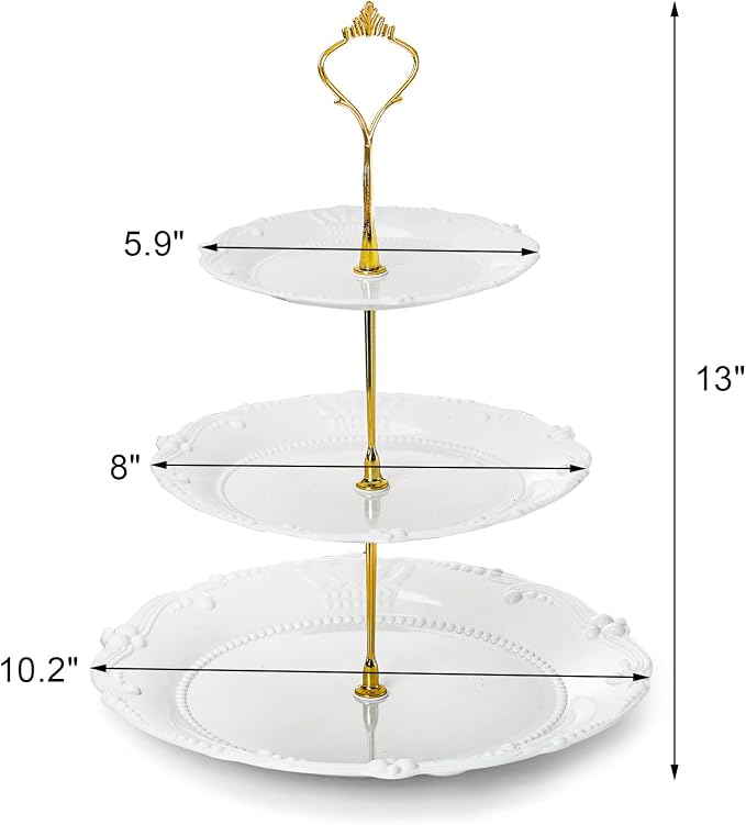 Fasmov 3 Pack Plastic Cupcake Stand, 3 Tier Cupcake Stand Dessert Plates Cake Fruit Candy Display Tower Reusable Pastry Platter for Wedding Birthday Baby Shower Tea Party Decorations - White