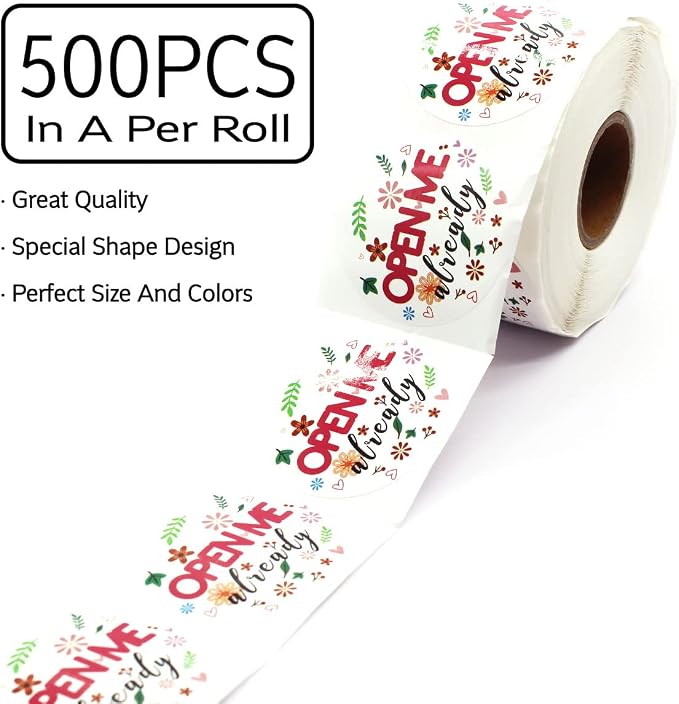 Open Me Already Stickers,Mail Stickers for Small Business Package Shipping Envelopes Packing 500 Labels Per Roll