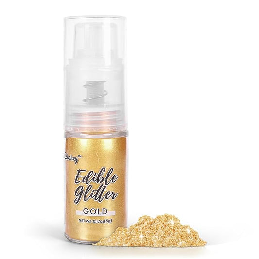 Shimmer Gold Edible Glitter Spray, 5g Edible Glitter for Cocktails, Cobakey Luster Dust Edible for Cake Decorating, Drinks, Baking, Chocolate, Strawberrie