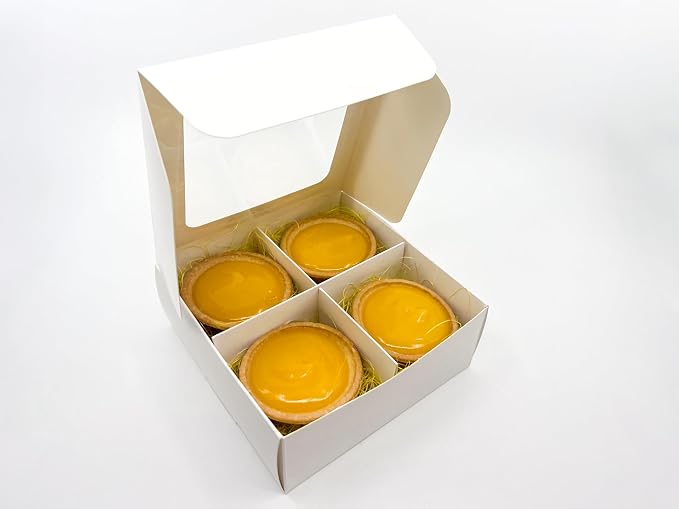 Treat Boxes - 24 ct 6 x 6 x 2.4 in Bakery Boxes with Windows and Dividers for Candy, Cookies, Cupcakes, or Bakery Desserts - Chocolate, Treats, and Baked Goods Packaging for Gifting