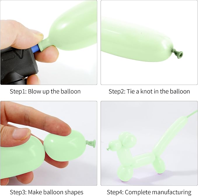 260 Balloons, 50pcs Maca Green Long Balloons for Arch, Animals Kit, Twisting