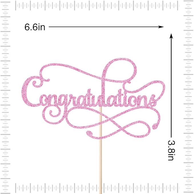 Congratulations Cake Topper,Congratulations 2026 Graduation Cake Topper,Graduation, Wedding, Retirement, Birthday, Anniversary, Celebration Party Decorations Supplies (Pink)
