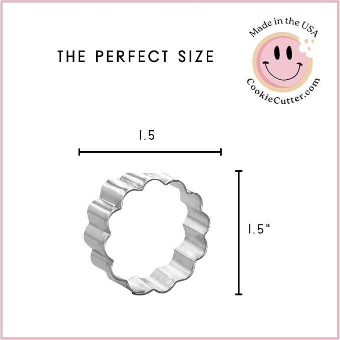 Foose Cookie Cutters Miniature Small Round Fluted 1.5 in, Made in USA
