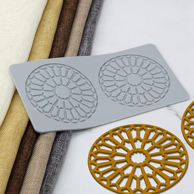 TUKE 3D Leaves Silicone Molds Flower Cake Fondant Mat Bee Leaf Pastry Moulds Rose Impression Chocolate Hollow Lace Mold (Circular_8.88x4.6x0.12inch_B)