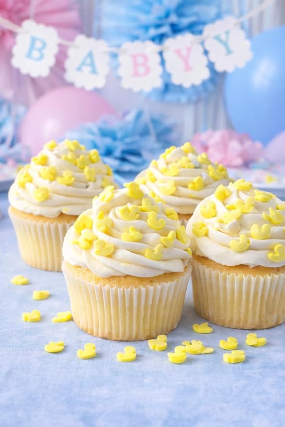 Oasis Supply Baby Shower Sprinkles & Sugar Shapes – Edible Decorations for Cakes, Cupcakes, and Cookies – Gender Reveal, Boy, Girl, and Neutral Party Baking Decorations - Yellow Rubber Ducks