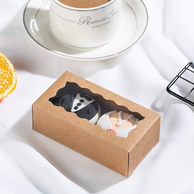 50PCS 4.17 x 2.16 x 1.37 Inches Macaron Boxes for 2, Macaron Container, Macaron Packaging for Wedding, Party, Small Bakery Boxes for Mini Pastry