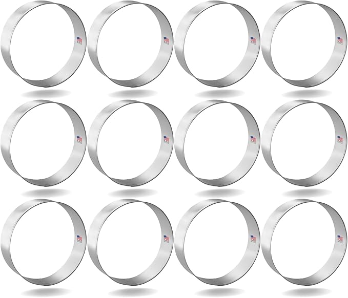 1 Dozen 12 Count Circle Biscuit Round 3 Inch Cookie Cutters from CookieCutter.com Durable Circle Cookie Cutter - Tin Plated Steel Round Cookie Shaper Made in the USA