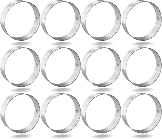 1 Dozen 12 Count Circle Biscuit Round 3 Inch Cookie Cutters from CookieCutter.com Durable Circle Cookie Cutter - Tin Plated Steel Round Cookie Shaper Made in the USA