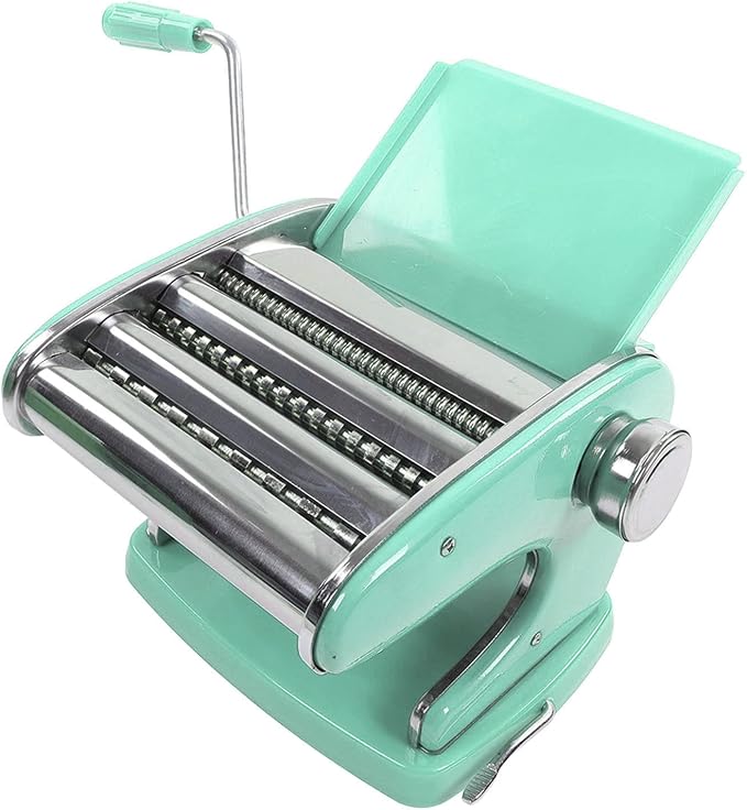 Manual Pasta Maker Machine 6 Adjustable Gears Hand Crank Noodle Press for Lasagna Fettuccine Dumpling Wrapper Dough Sheeter (Suction Cup Type 3 Blade)