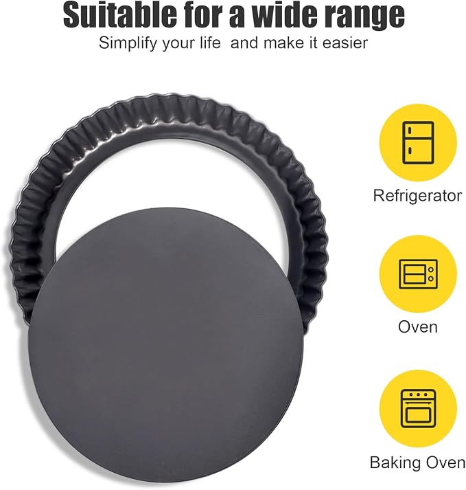 Tart Pan Removable Bottom 8 Inch Tart Pans Round Nonstick Quiche Pan Carbon Steel Quiche Baking Dish with Fluted Edges Fruit Tart Molds for Baking Pie Mold Pizza Chiffon Cake Dessert