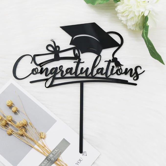 Congratulations 2026 Graduation Cake Topper,Congrats Grad Cake Decor - 2026 High School/College/Senior Graduation Party Decorations Supplies (black Acrylic)