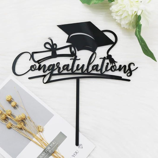 Congratulations 2026 Graduation Cake Topper,Congrats Grad Cake Decor - 2026 High School/College/Senior Graduation Party Decorations Supplies (black Acrylic)