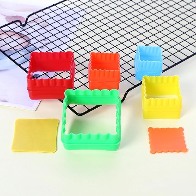 Cookie Cutter Set for Baking, 5PCS Sandwich Fondant Cake Fruit Vegetable Shapes Cutter Set (Square)