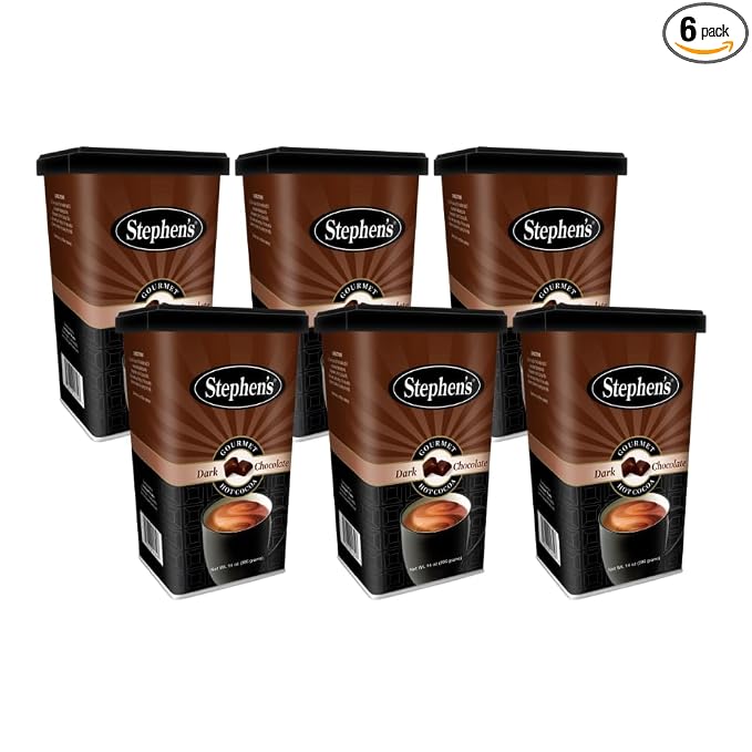Stephen’s Gourmet Hot Cocoa Mix, Dark Chocolate Hot Chocolate Drink for Cozy Winter Beverages, Dessert Drinks and Café Style Treats, 14 Ounce (Pack of 6)