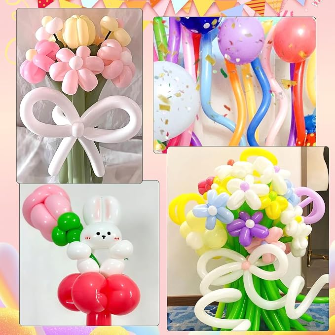 Pastel 260 Assorted Color Long Balloons for Garland - Thick, Skinny, Latex, Twisting, Modeling Magic Balloons - Rainbow Birthday Party Decorations - 100 Pcs