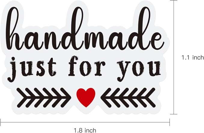 WRAPAHOLIC 1.8 x 1.1 Inch, 500 Total Business Stickers Roll - Handmade with Love Design, Thank You Lables, Shipping Stickers for Party Decorations