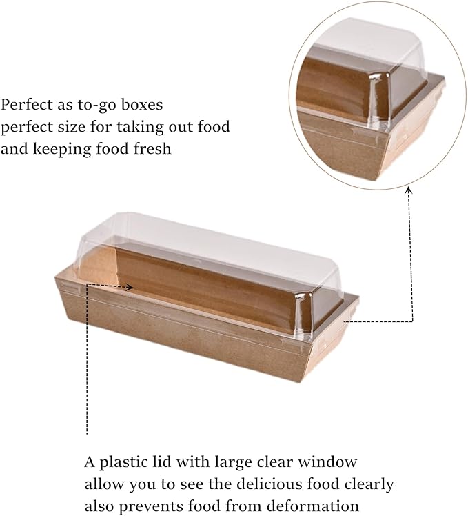 100 Pack Disposable Sandwich Boxes, Paper Charcuterie Boxes with Clear Lids, Swiss Roll Cake Container,To Go Dessert Boxes for Sushi, Muffins, Treat, Waffle, Cookie, Food Truck Business