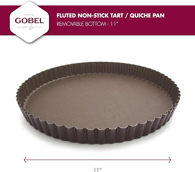 Gobel - Non-Stick Round Fluted Tart Mold/Quiche Pan with Removable Bottom - 11"