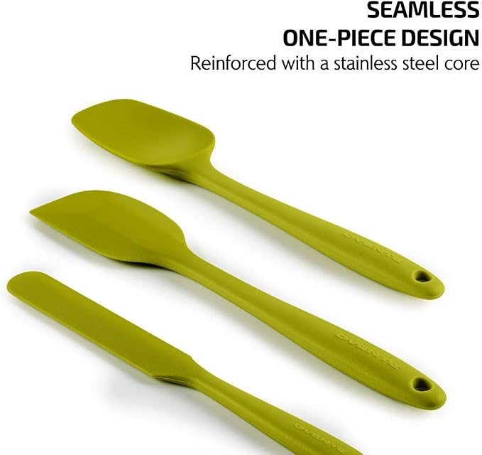 OVENTE Silicone Spatula Set of 5, Food Grade Rubber Spatula with High Heat Resistant, BPA-Free and Dishwasher Safe, Nonstick Kitchen Utensils for Baking, Cooking and Mixing, Green SP12305G