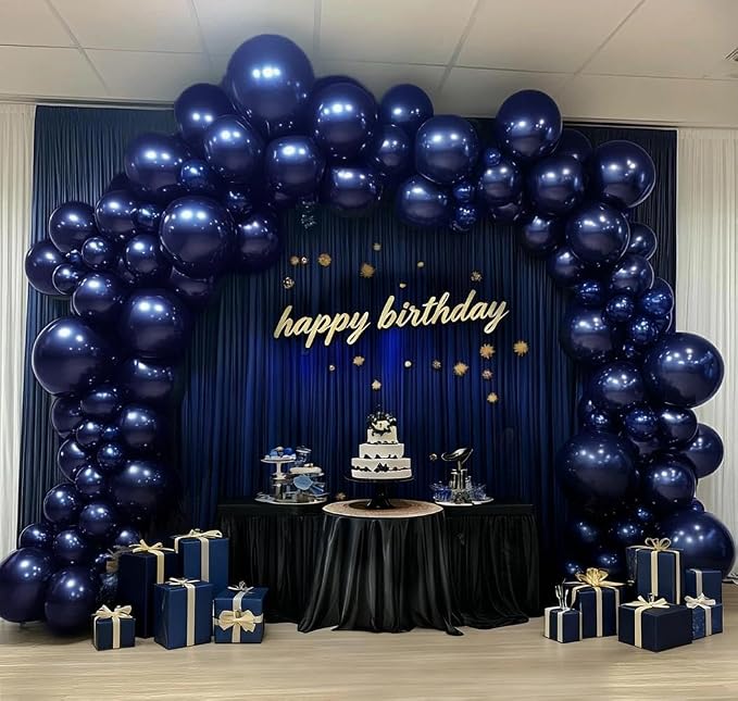 Navy Blue Balloons Double Stuffed Dark Royal Blue Balloon Garland Different Sizes 18/12/5in Pearl Balloon Arch Kit for Graduation Wedding Birthday Baby Shower Father's Day Party Decorations