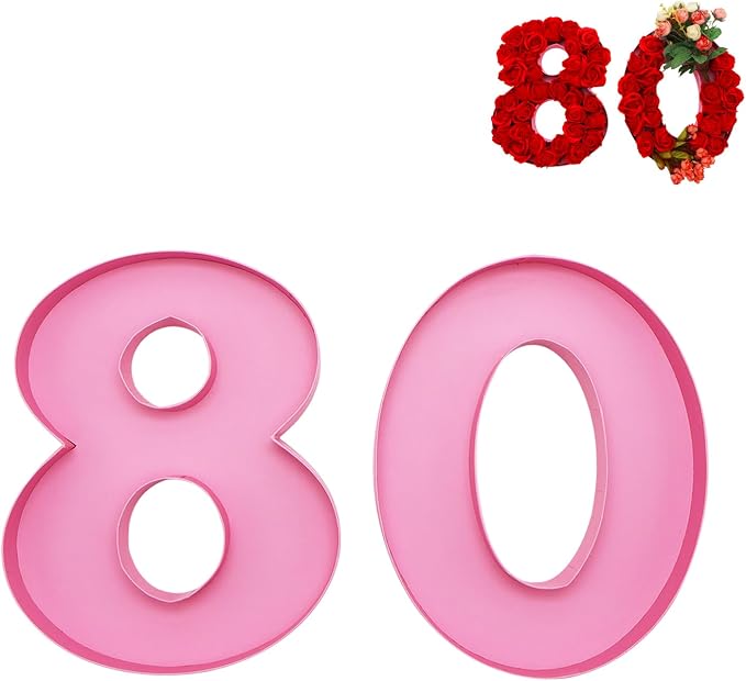12inch Cardboard Number Fillable Food Tray Box for Charcuterie, Cupcake Arrangement, Birthday Anniversary (Pink, 80)