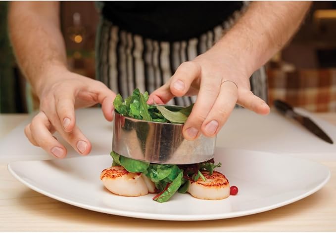 Cutlery-Pro Food Plating Presentation Ring, Cat Cora Approved, 18/8 Stainless Steel, 3.5 x 2-Inch