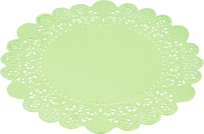 Pastry Tek 8 x 8 Inch Paper Lace Doilies, 4000 Disposable Table Doilies - Elegant Lace Finish, Long Lasting, Green Paper Doily, for Pastries, Cupcakes, Desserts - Restaurantware