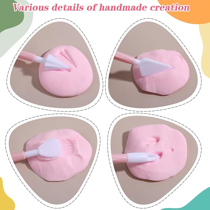 8 Pcs Clay Sculpting Tools Kit Fondant Sculpting Tool Set Air Dry Clay Tools Double Head Pottery Modeling Clays Carving Tool Plastic Cake Decorating Pens for Flower Modeling Baking Crafts Adult Pink