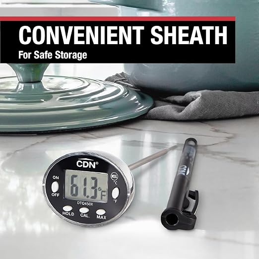 CDN Waterproof Digital Thermometer Long 4.75" Stem, NSF Certified, Ideal for for Bread Baking, Cooking, Brewing - DTQ450X