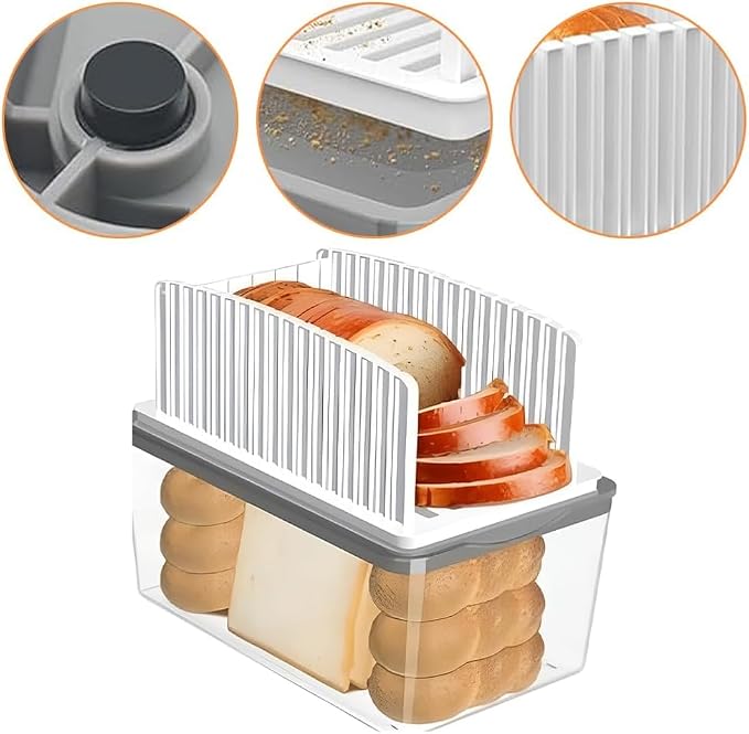Bread Slicer for Homemade Bread, Foldable Manual Bread Slicer with Crumb Tray & Adjustable Slicing Guide, Professional Free Bread Cutter for Sourdough, Sandwich Bread, & Cakes, Compact Kitchen