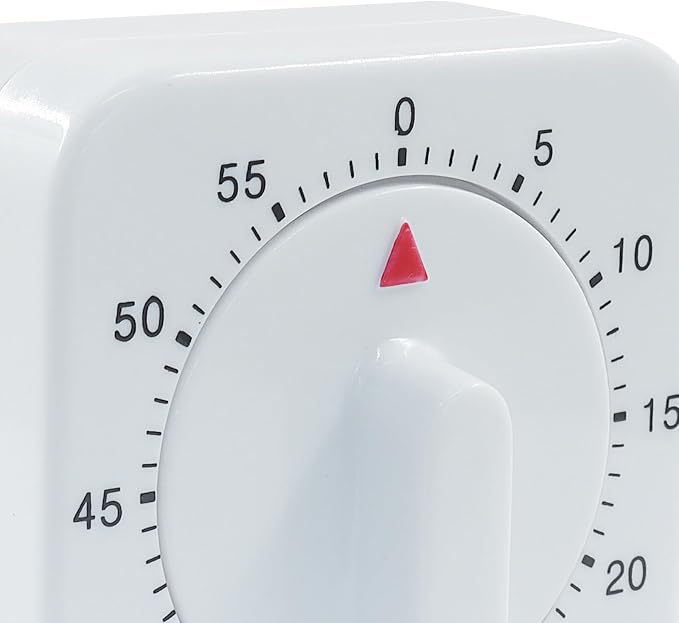 60 Minute Mechanical Kitchen Timer - Loud Alarm Visual Countdown Timer for Cooking, Baking, Homework, and Exercise - No Batteries Required(White)