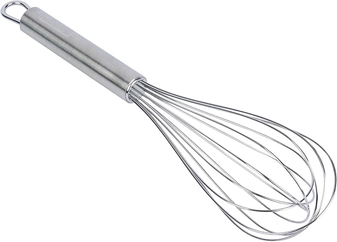 Restaurantware 11 in Stainless Steel Wire Whisk - German Standard Kitchen Balloon Whisk with Ergonomic Handle, Dishwasher Safe - Durable French Whisk for Cooking, Mixing Thick Batter and Sauce