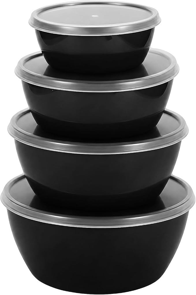 ZHANG XIAO QUAN SINCE 1628 Food Storage Containers Set of 4, PP5 Plastic Fresh-Keeping Container BPA Free, Airtight Lids, Microwave and Freezer Safe, BLACK