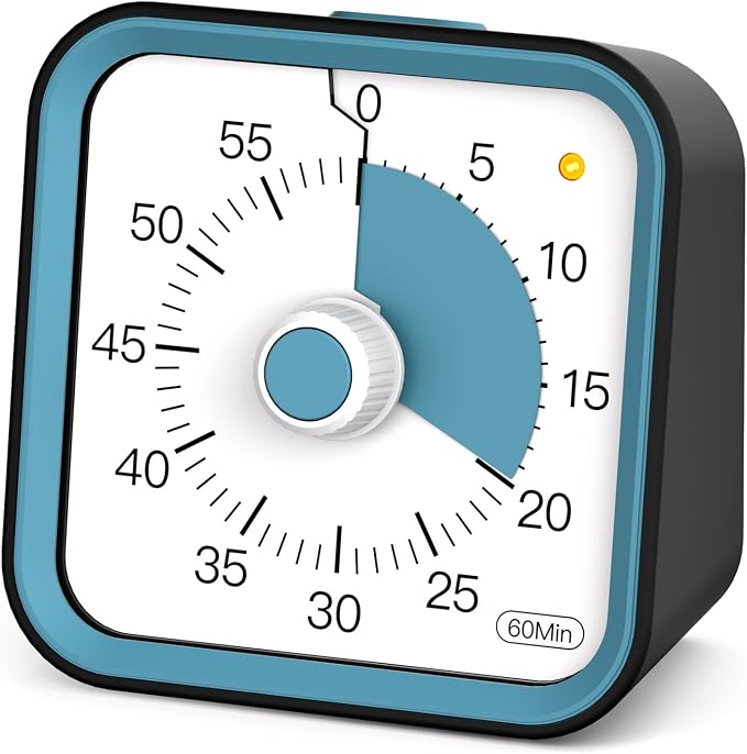 Visual Timer for Kids with Pause Function, 60 Minute Countdown Timer for Kids Desk Study, Teaching, Kitchen Cooking, Office Meetings, Time Management for ADHD (Black)
