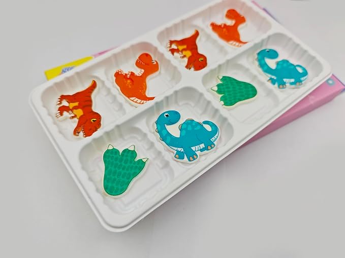 Edible 8 pieces Big Dinosaur cake decorations, perfect Snails cupcake toppers Icing Cookies decro for Spring Valentine's Day Birthday Halloween Thanksgiving Christmas party Team Dinner